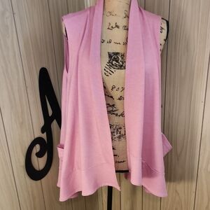 LOGO LOUNGE by Lori Goldstein Drape Front Vest with Pockets